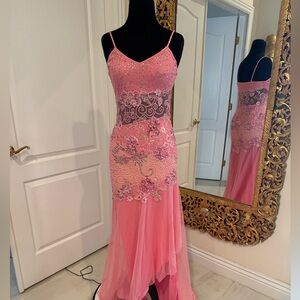 Elegant hand, beaded‎ Attitudes by Debra Pink Evening Dress